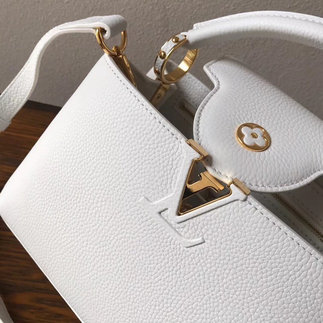 Louis vuitton original taurillon leather Capucines PM M48865 white