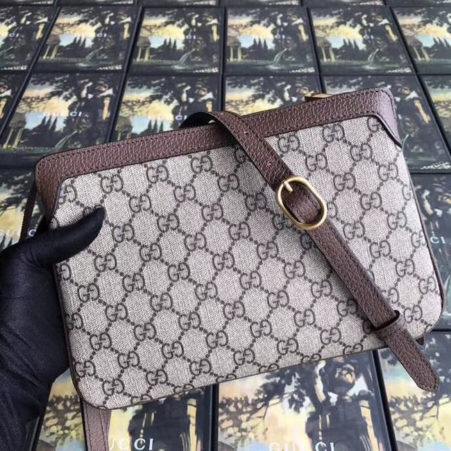 Gucci GG Supreme small shoulder bag 523354 brown