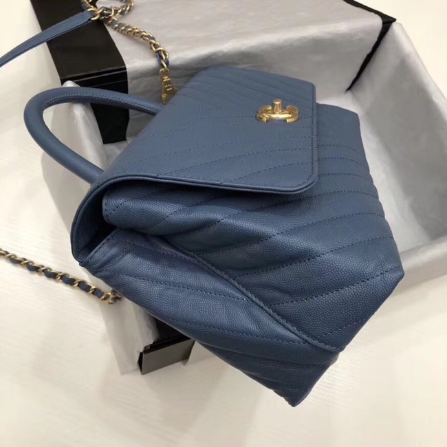 Chanel Flap Bag with Top Handle A92991 blue