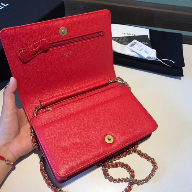 BOY CHANEL Original Wallet on Chain A80287 red