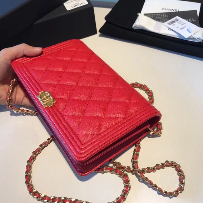 BOY CHANEL Original Wallet on Chain A80287 red