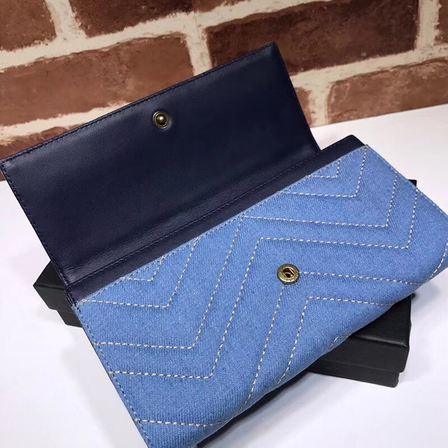 Gucci GG Marmont Denim Wallet C443436 blue