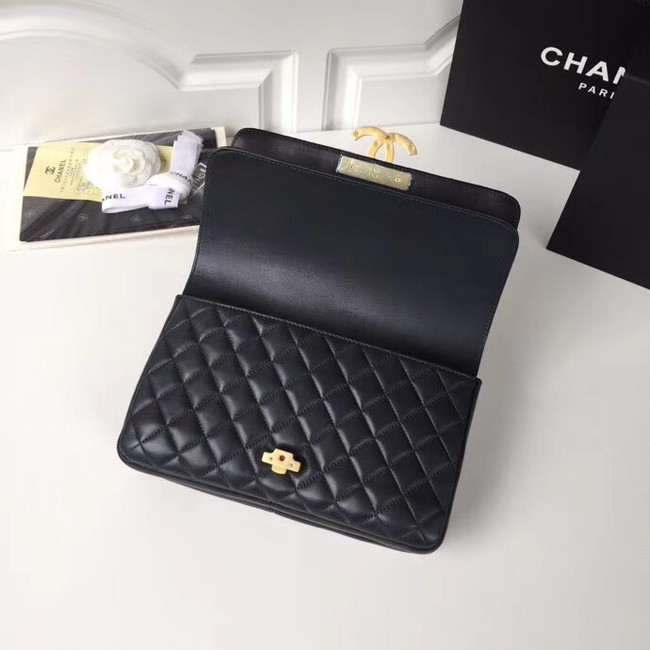 Chanel Original Flap Bag Lambskin & Gold-Tone Metal A57276 navy blue