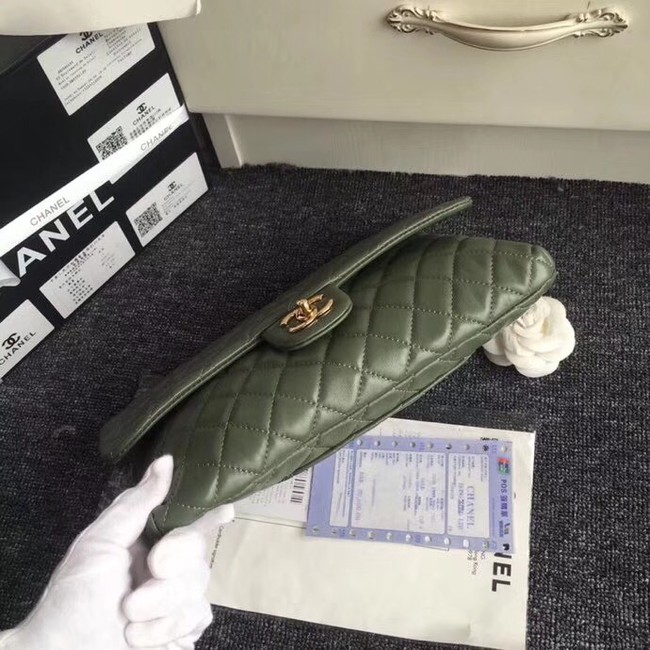 CHANEL Original Clutch Lambskin A57650 green