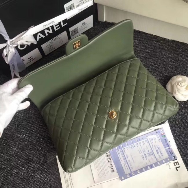 CHANEL Original Clutch Lambskin A57650 green