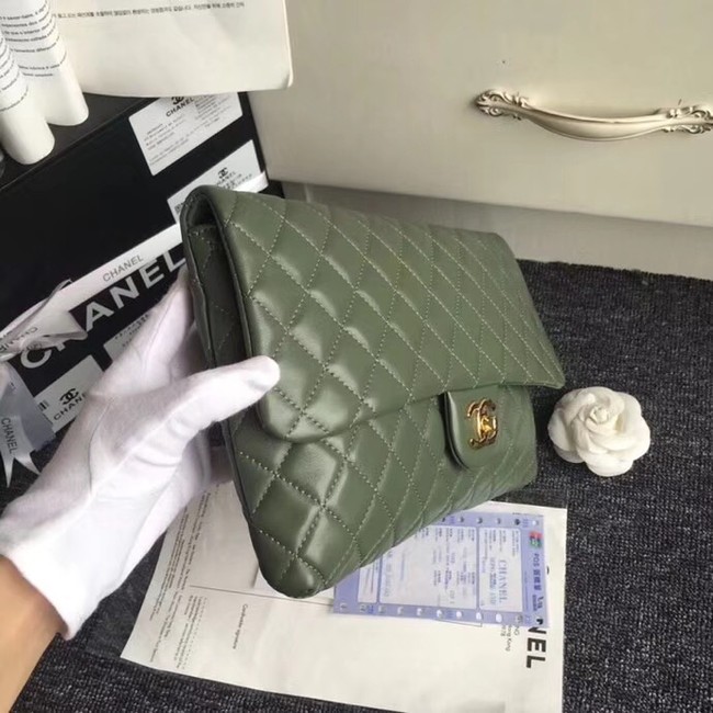 CHANEL Original Clutch Lambskin A57650 green