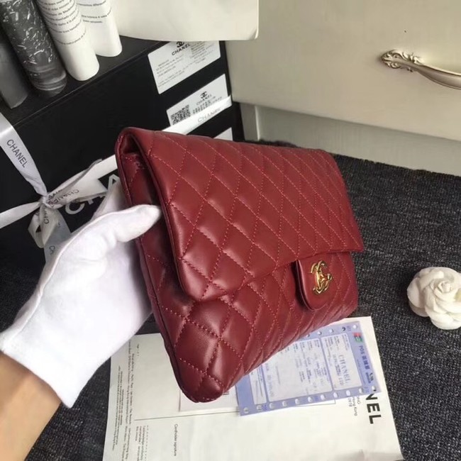 CHANEL Original Clutch Lambskin A57650 red