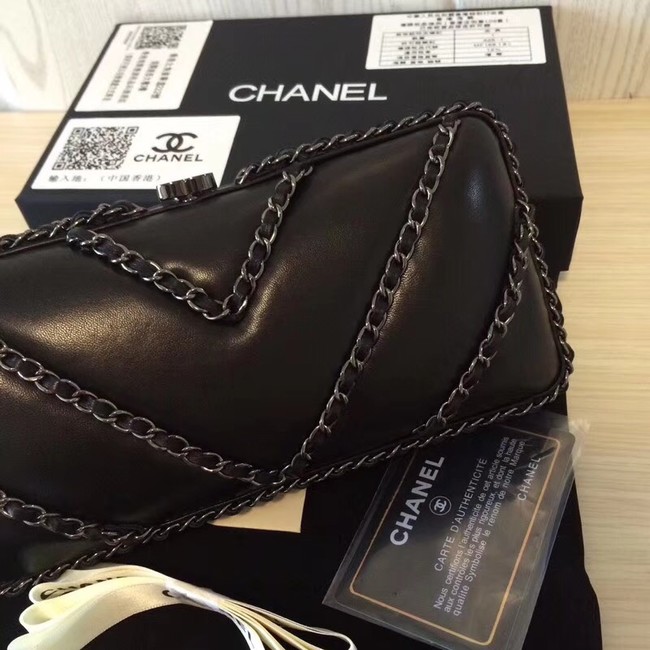 Chanel Minaudiere Metallic Lambskin & Ruthenium-Finish Metal 78986 black