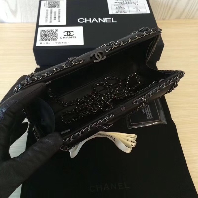 Chanel Minaudiere Metallic Lambskin & Ruthenium-Finish Metal 78986 black