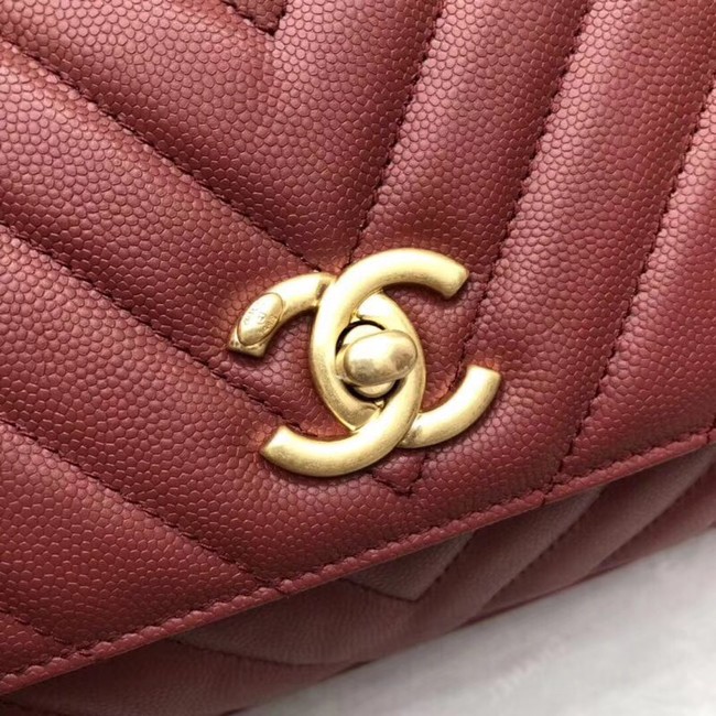 Chanel Small Flap Bag with Top Handle A92990 Wine