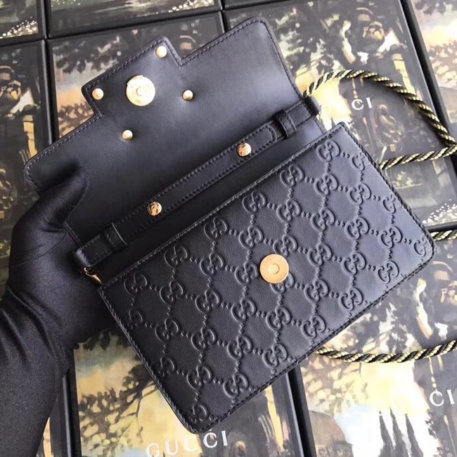 Gucci leather Shoulder bag with Square G 544242 black