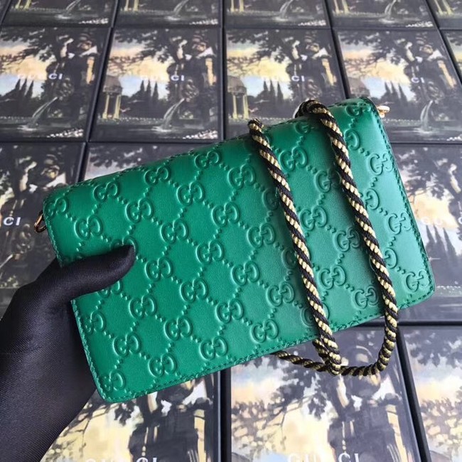 Gucci leather Shoulder bag with Square G 544242 green