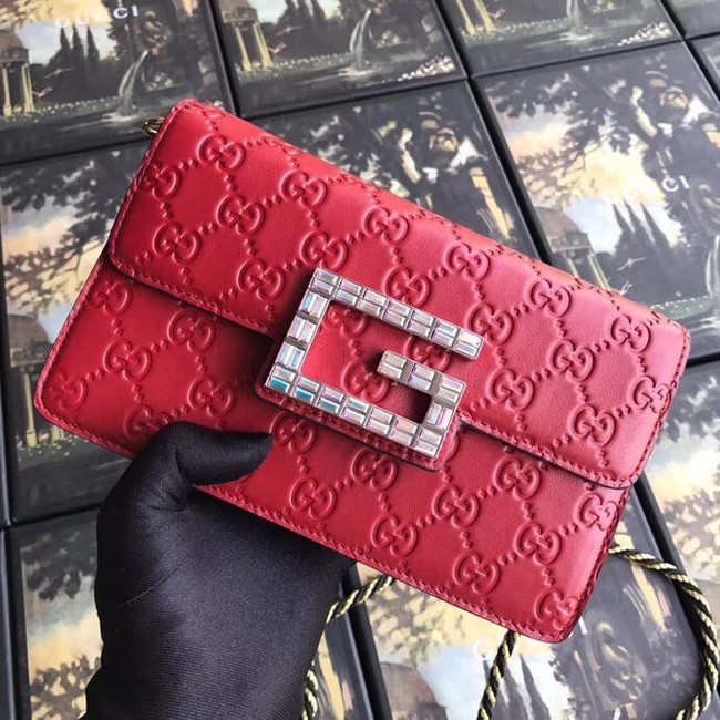 Gucci leather Shoulder bag with Square G 544242 red