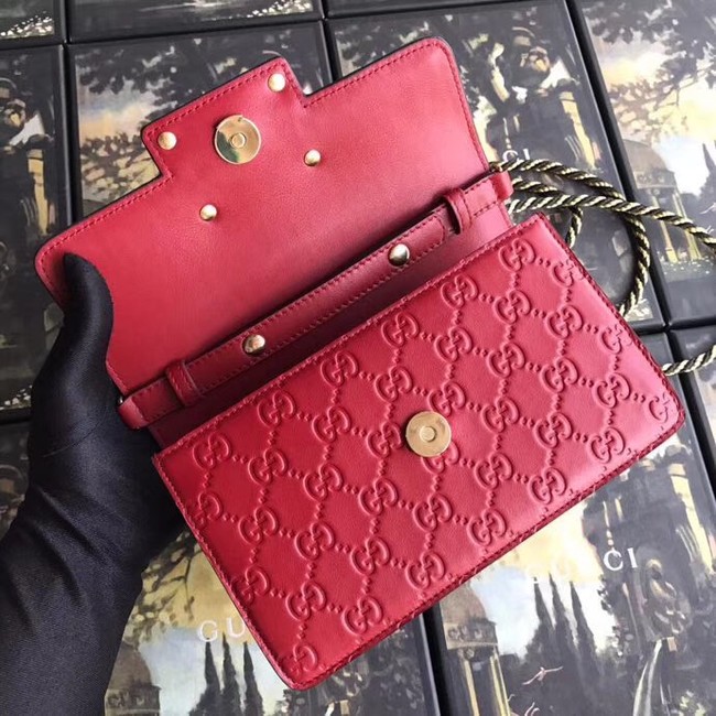 Gucci leather Shoulder bag with Square G 544242 red