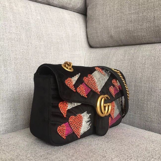 Gucci GG Marmont velvet small shoulder bag 443497B black