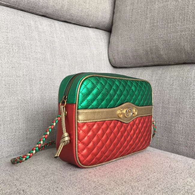 Gucci Laminated leather small shoulder bag 541061 Green and red