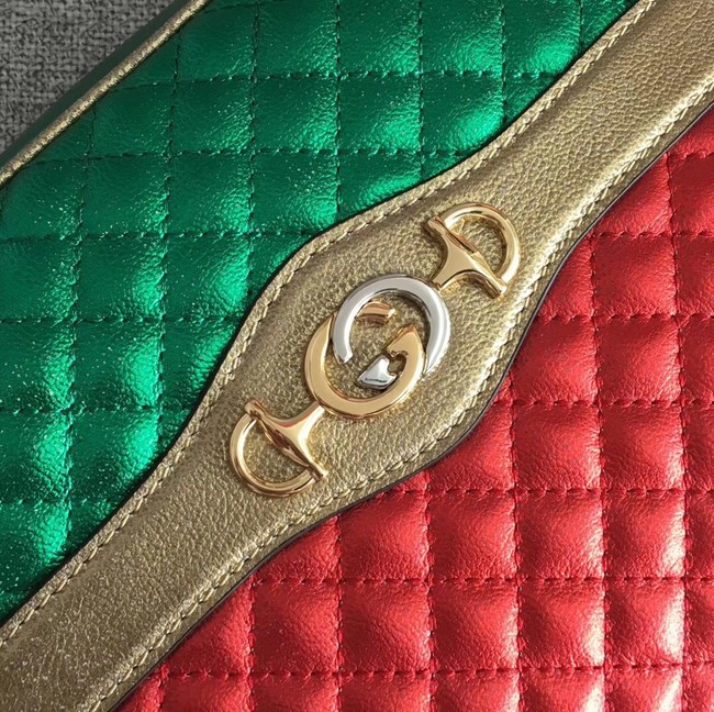 Gucci Laminated leather small shoulder bag 541061 Green and red