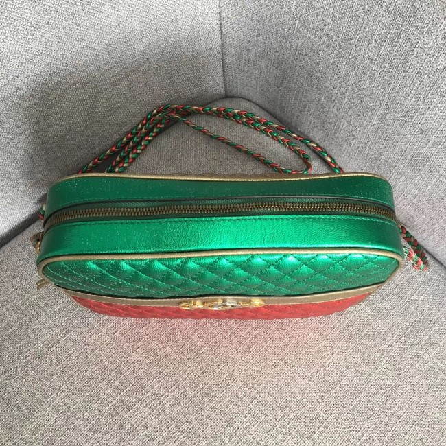 Gucci Laminated leather small shoulder bag 541061 Green and red