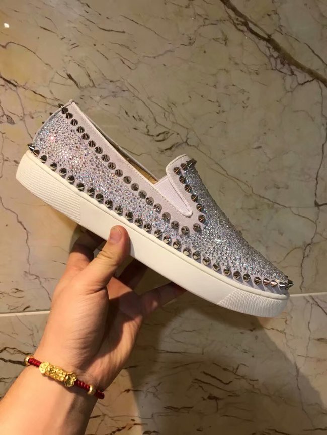 CHRISTIAN LOUBOUTIN Pik Boat glitter leather sneakers CL1050