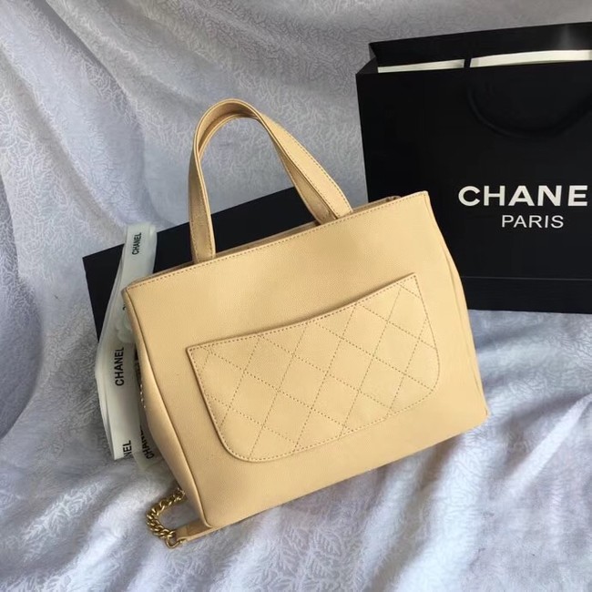 Chanel Small Shopping Bag Grained Calfskin & Gold-Tone Metal A57563 Beige