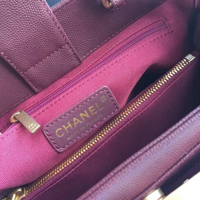 Chanel Small Shopping Bag Grained Calfskin & Gold-Tone Metal A57563 Burgundy