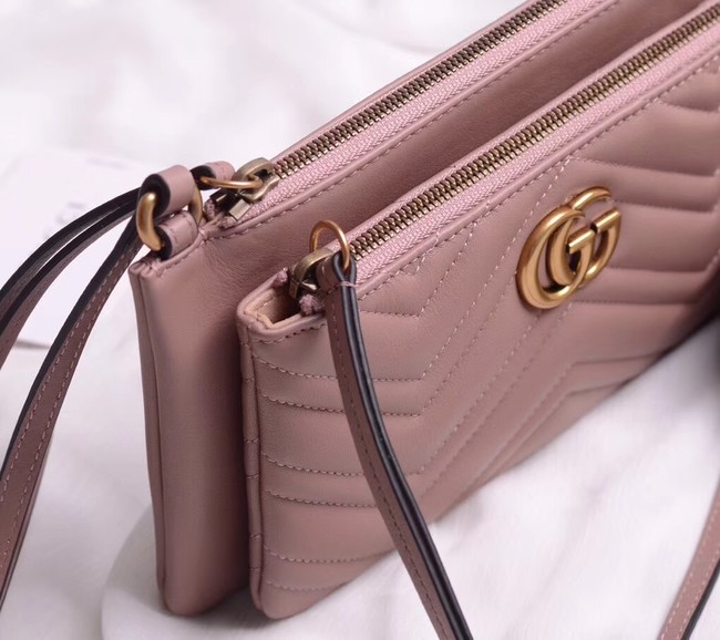 Gucci Laminated leather small shoulder bag 453878 pink