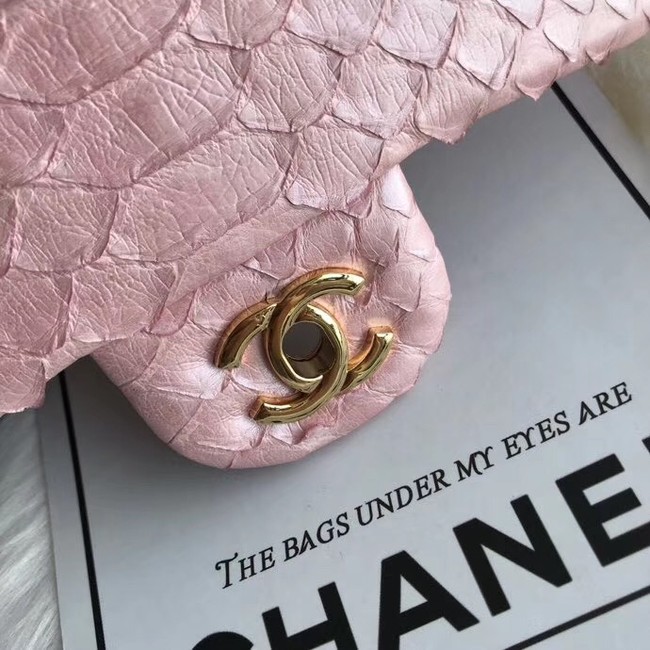 Chanel Mini Flap Bag Python & Gold-Tone Metal d69900 Pink