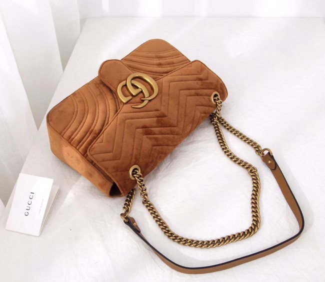 Gucci GG Marmont velvet medium shoulder bag 443496 Taupe