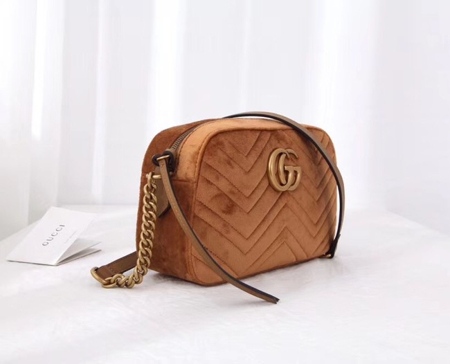 Gucci GG Marmont velvet small shoulder bag 447632 Taupe