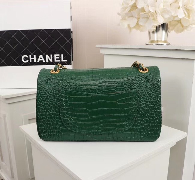 Chanel Classic Handbag Alligator & Gold-Tone Metal A01112 green