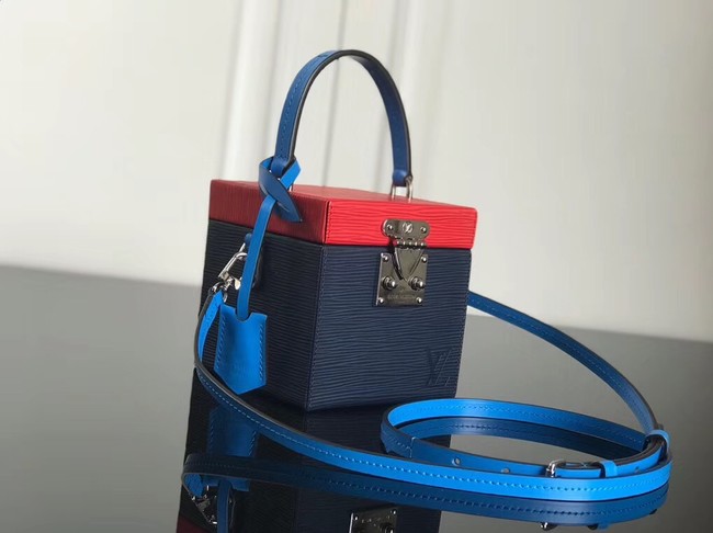 Louis Vuitton original Epi Leather BLEECKER BOX M52466 Indigo&Coquelicot Red