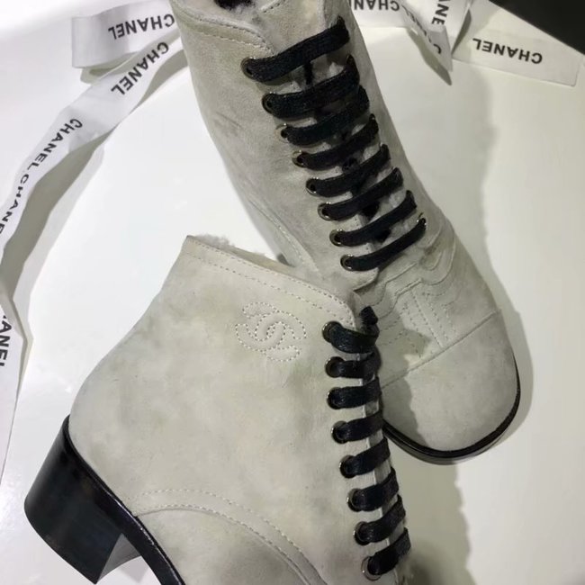 Chanel Lace-Ups Suede Calfskin & Shearling CH2443MG grey