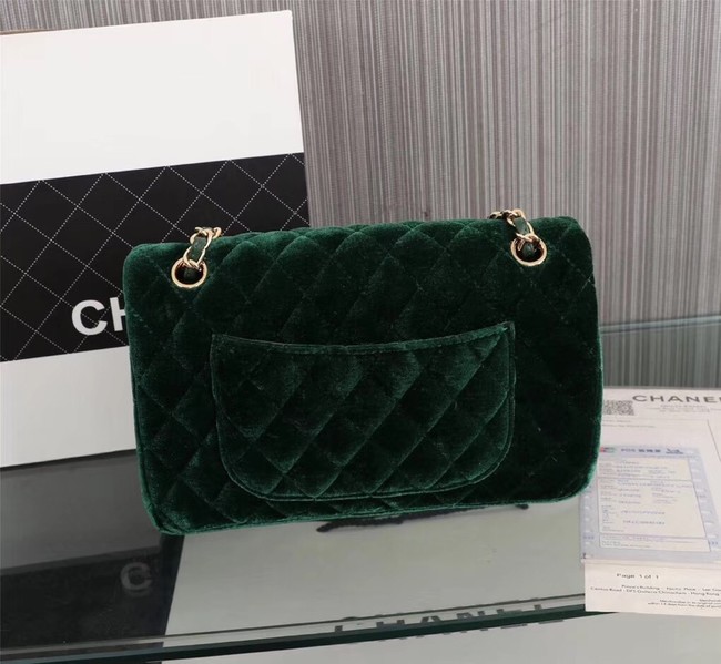 CHANEL Flap Bag velvet 1112 green