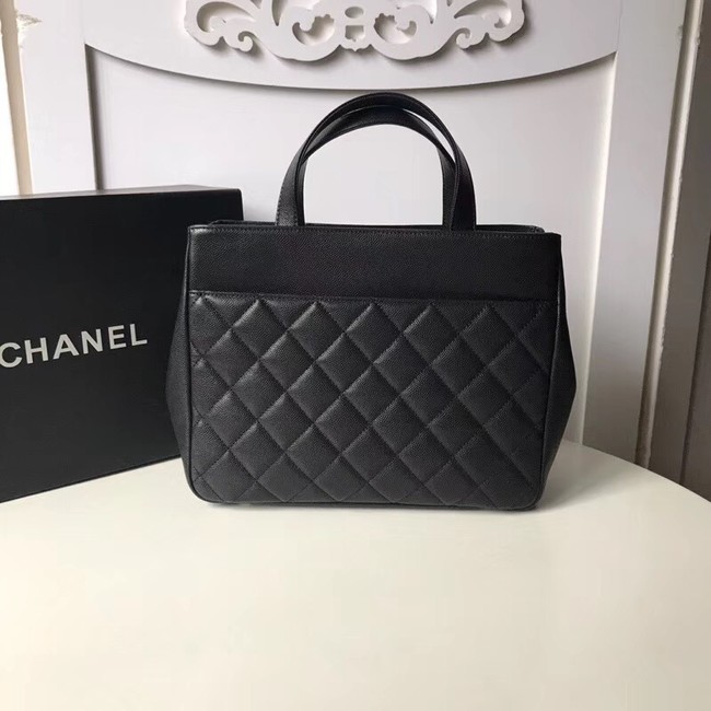 CHANEL Shopping Bag Grained Calfskin & Gold-Tone Metal A93794 black