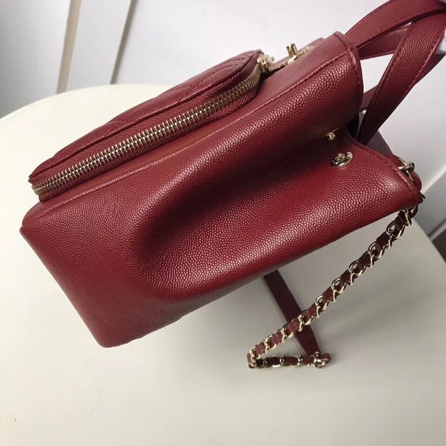 CHANEL Shopping Bag Grained Calfskin & Gold-Tone Metal A93794 red