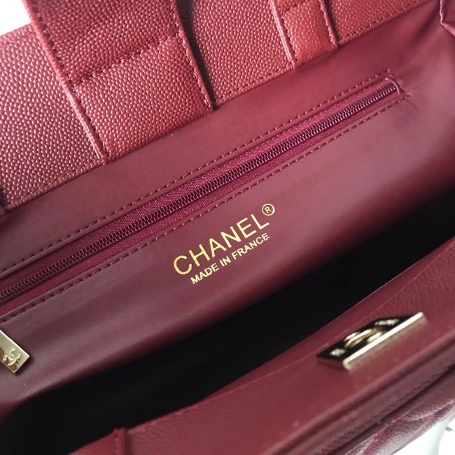 CHANEL Shopping Bag Grained Calfskin & Gold-Tone Metal A93794 red