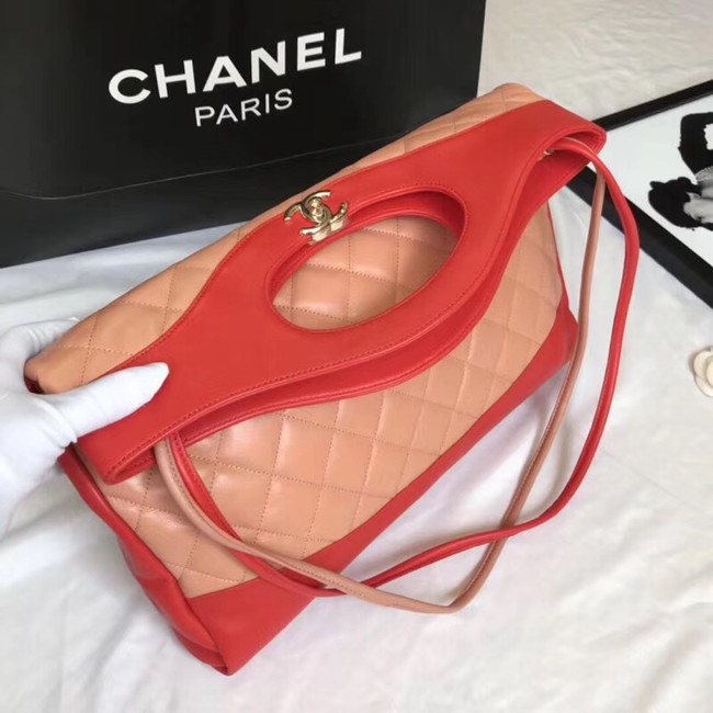 CHANEL 31 Large Shopping Bag A57977 Red & apricot