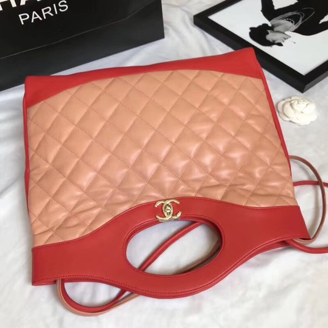 CHANEL 31 Large Shopping Bag A57977 Red & apricot