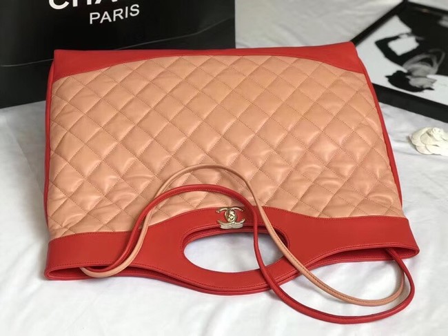 CHANEL 31 Large Shopping Bag A57977 Red & apricot