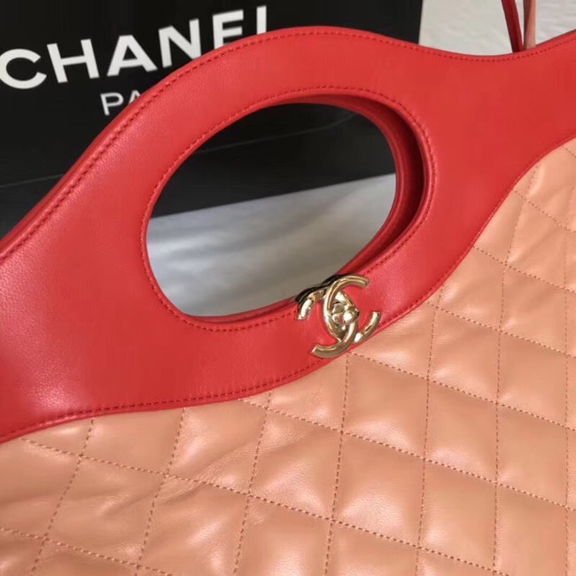 CHANEL 31 Large Shopping Bag A57977 Red & apricot