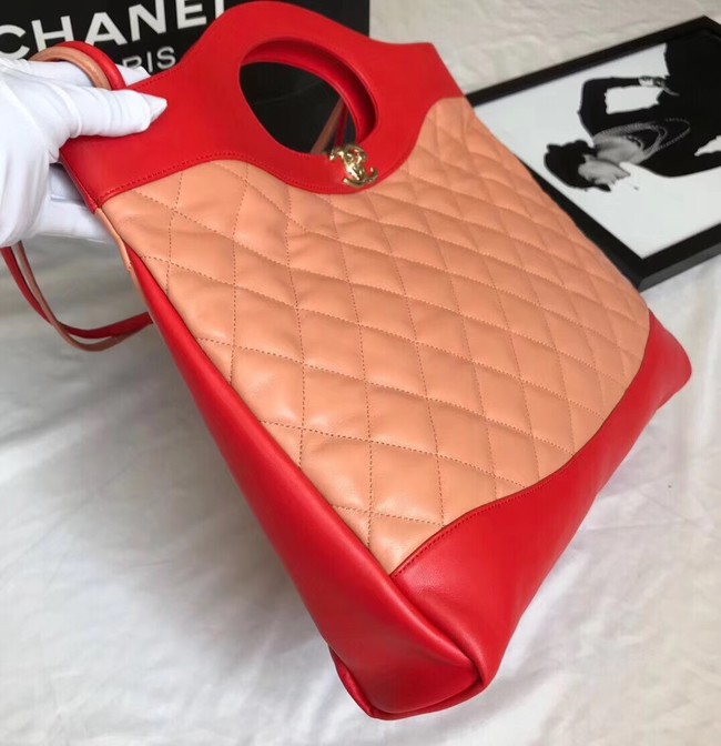 CHANEL 31 Large Shopping Bag A57977 Red & apricot