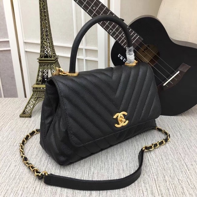 Chanel Flap Bag with Top Handle 36620 black