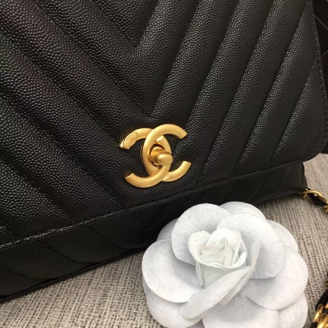 Chanel Flap Bag with Top Handle 36620 black