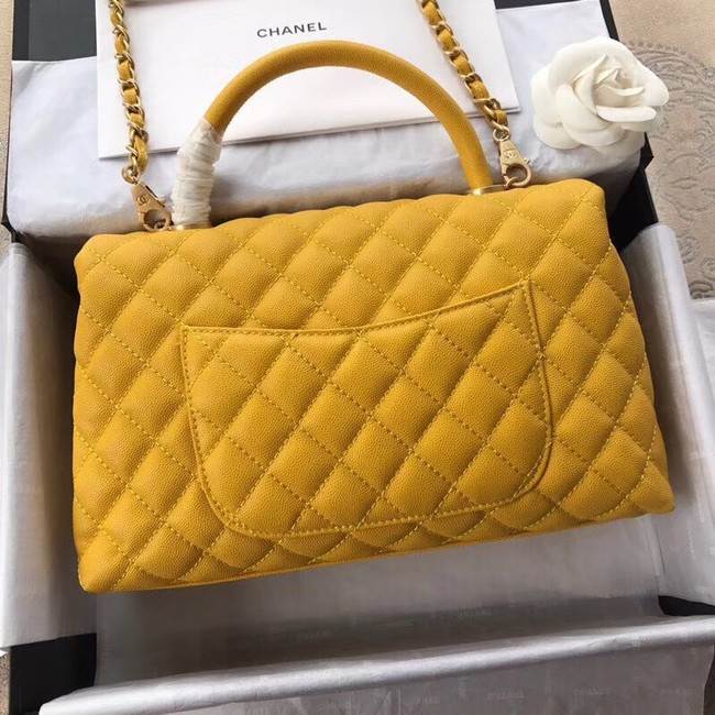 Chanel Flap Bag with Top Handle A92991 yellow