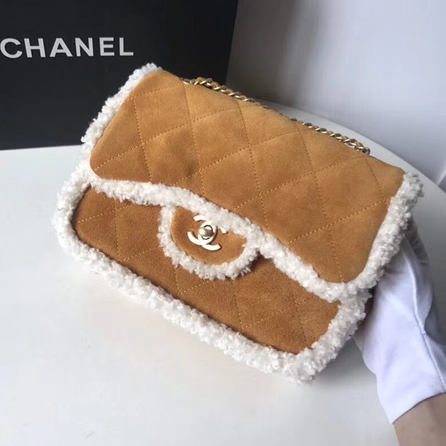 Chanel Flap Bag Shearling Lambskin & silver-Tone Metal 3458 Beige