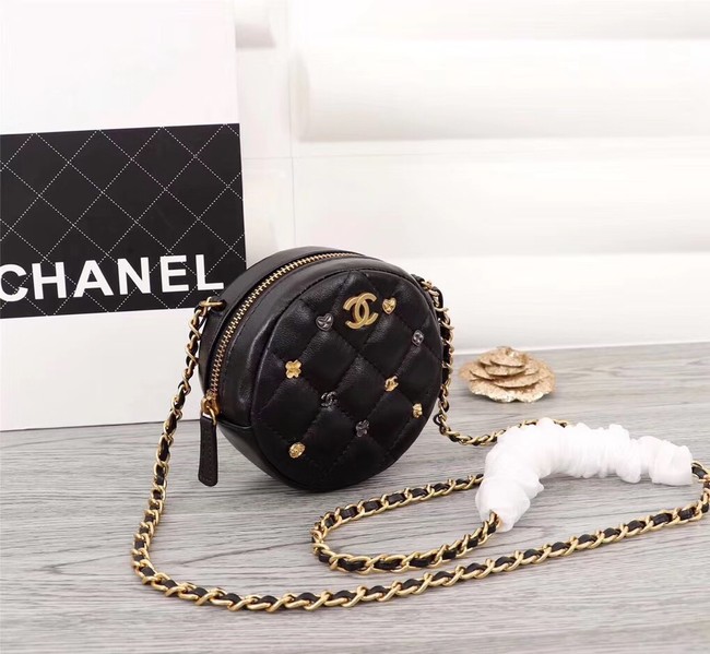 Chanel Wallet on Chain Lambskin & Gold-Tone Metal A8153 Black