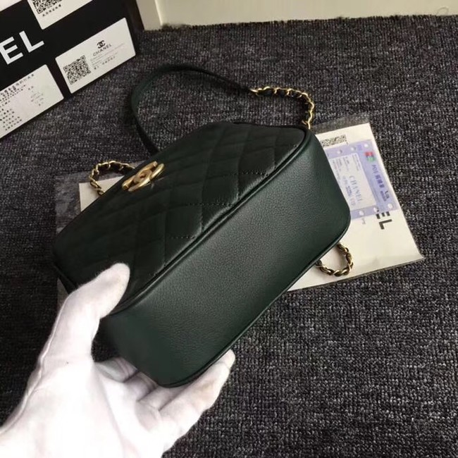 Chanel Flap Bag vanity case Calfskin & Gold-Tone Metal A57905 Blackish green