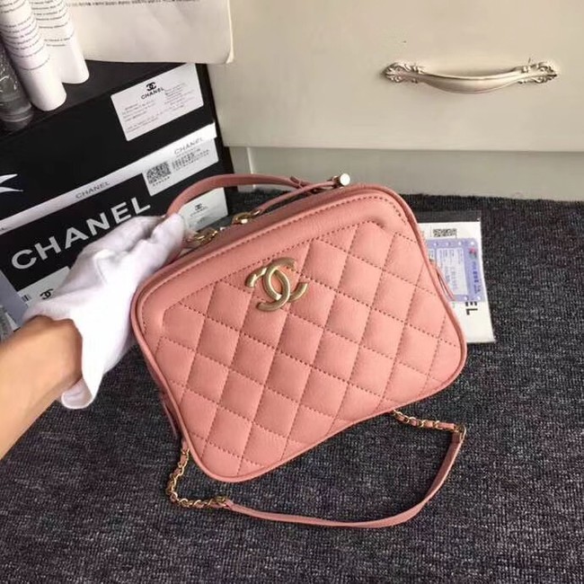 Chanel Flap Bag vanity case Calfskin & Gold-Tone Metal A57905 pink