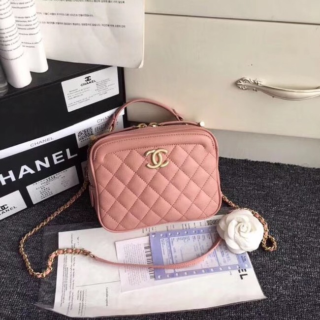 Chanel Flap Bag vanity case Calfskin & Gold-Tone Metal A57905 pink