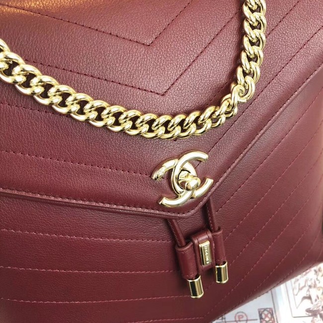 Chanel backpack Calfskin & Gold-Tone Metal A57555 Burgundy